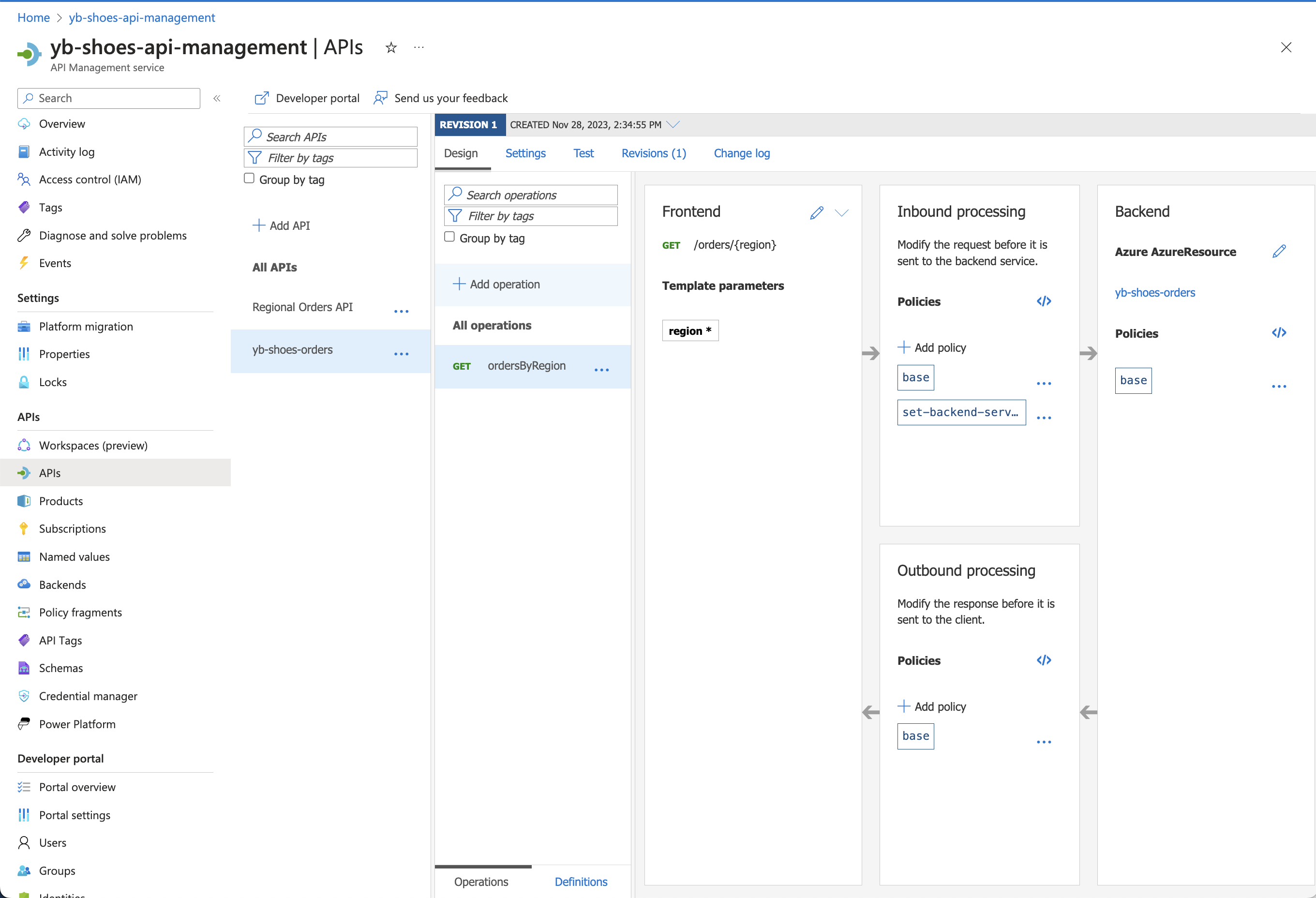 Review API configuration Review API configuration